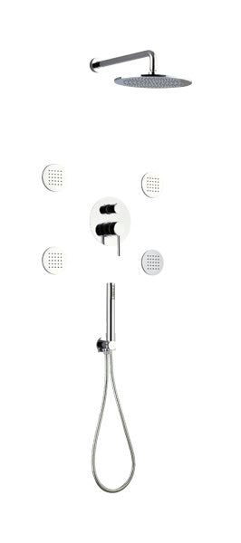 Вграден сет с дюзи RU3VT - вграден душ комплект с дюзи, ръчен душ, душ пита и триточков смесител за баня KERANOVA