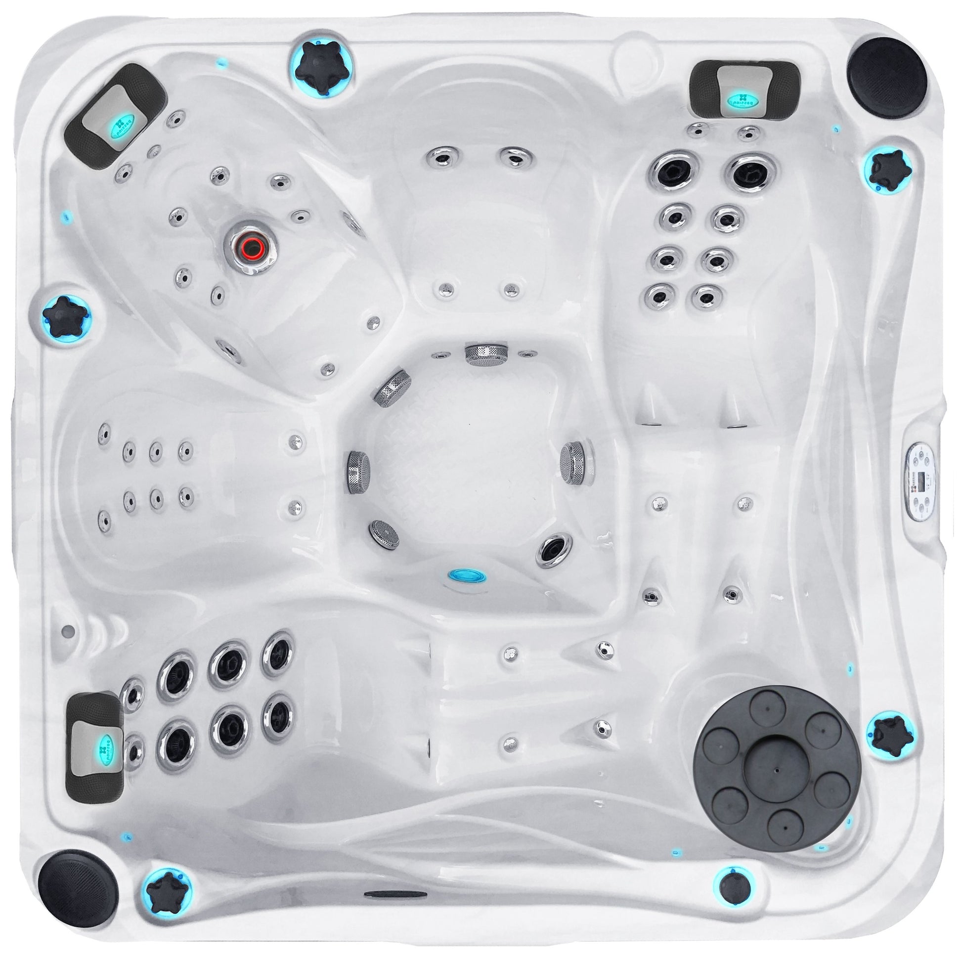 Delight 213x213 см. бял СПА джакузи с 2 лежанки и множество хидромасажни дюзи – онлайн магазин KERANOVA