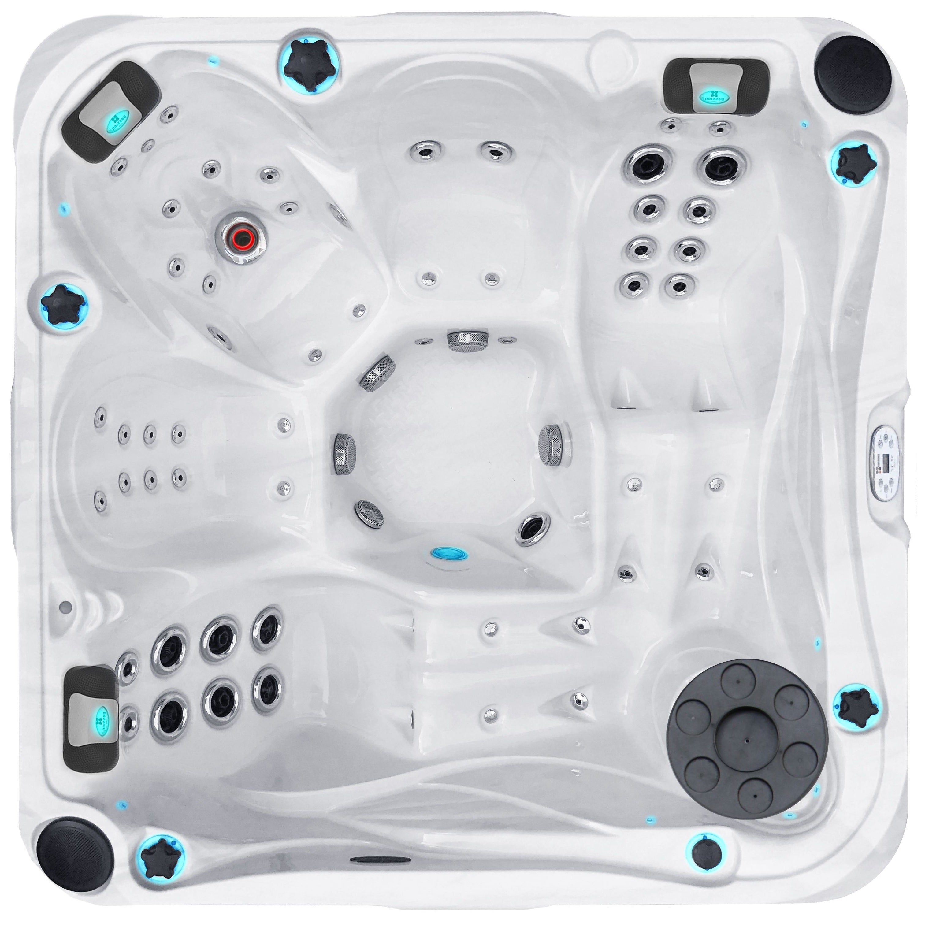 Delight 213x213 см. бял СПА джакузи с 2 лежанки и множество хидромасажни дюзи – онлайн магазин KERANOVA