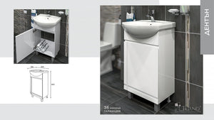 шкаф с мивка Дентън 50 от бял модерен шкаф за баня в онлайн магазин за обзавеждане за бани KERANOVA