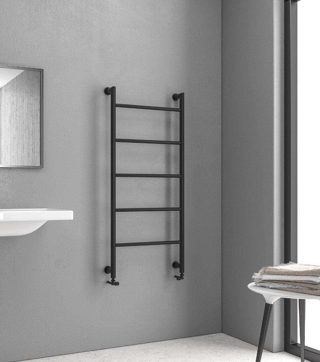 Черна лира Design 6 56х90 и 56х120 см. – черен стоманен отопляем лири за баня, 56x90/56x120, мощност 225W/280W, KERANOVA онлайн магазин