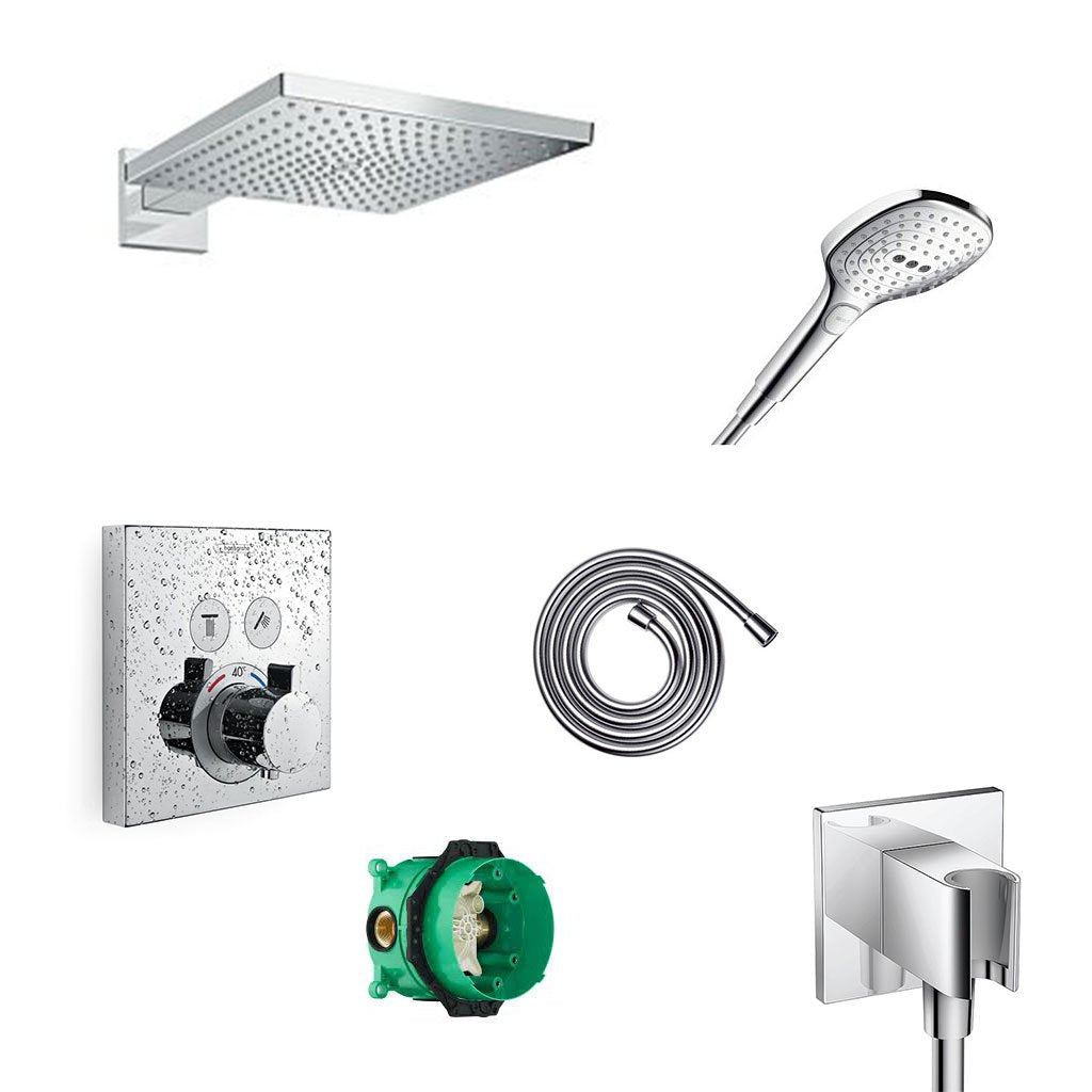 Промо комплект Raindance Set HansGrohe - душ система Raindance E 300, ръчен душ, термостат Showerselect, iBox | KERANOVA