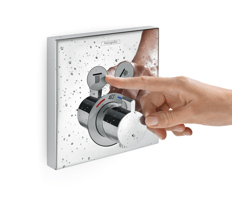 Промо комплект Raindance Set HansGrohe - хром термостатен смесител Showerselect за вграждане, бутон Select и температурен ограничител 40° - KERANOVA