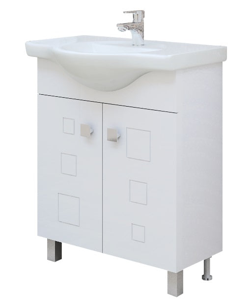 Шкаф с мивка Дея 70 см. бял PVC долен шкаф с мивка Fayans Larisa 70, плавно затваряне, хром-никел панти - KERANOVA онлайн магазин