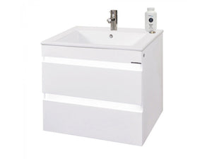 Donna долен 60 см. бял модерен шкаф за баня с мивка и смесител, онлайн магазин за обзавеждане KERANOVA