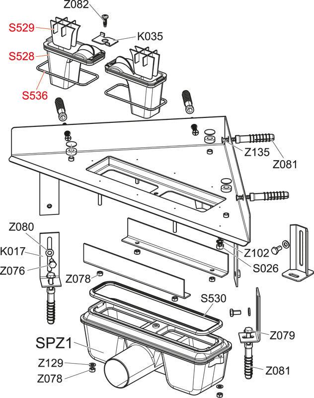 Ъглов подов сифон - технически схемен чертеж с детайли и размери, страничен изход Ф50 мм, неръждаема решетка, KERANOVA онлайн магазин