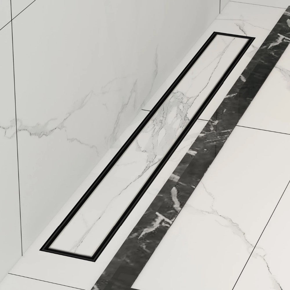 Duplex Next Black за плочка или плътна решетка 50,60,70,80,90 и 100 см. - линеен сифон за баня от KERANOVA