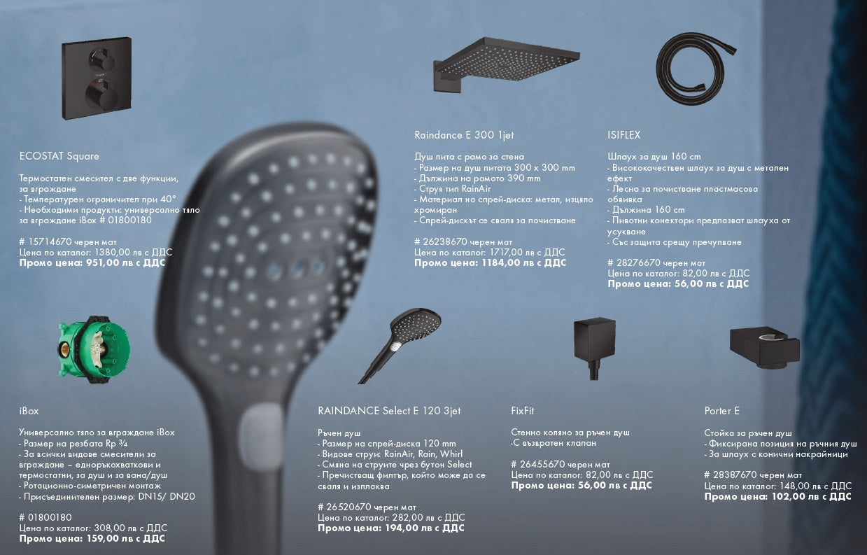 Hansgrohe Ecostat matt black душ система за вграждане Raindance E 300 300x300 RainAir KERANOVA онлайн магазин за бани