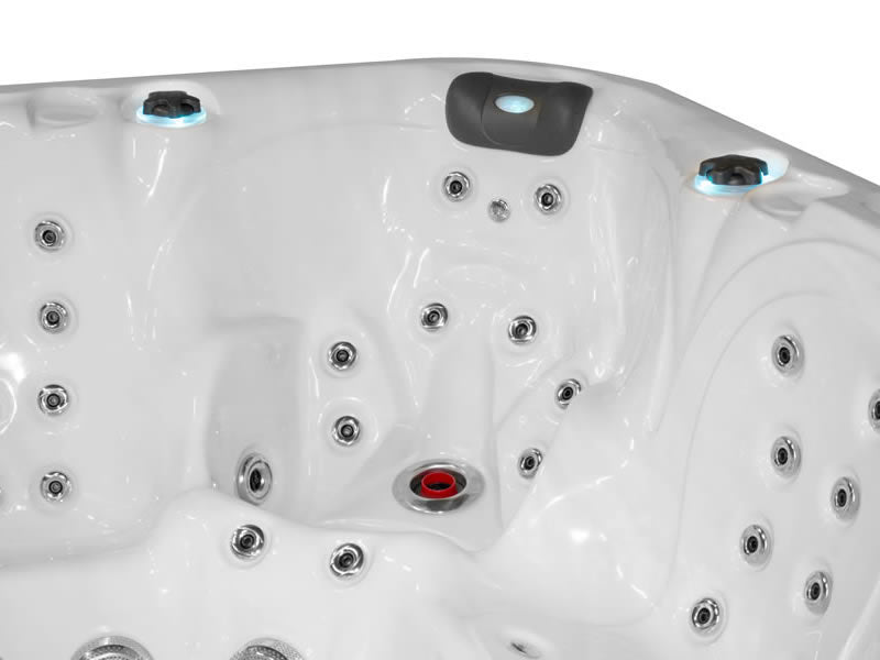 Alt Tag: Ecstatic wave 305x228 см. бял луксозен седемместен СПА джакузи с терапевтични дюзи и левитиращо легло за KERANOVA