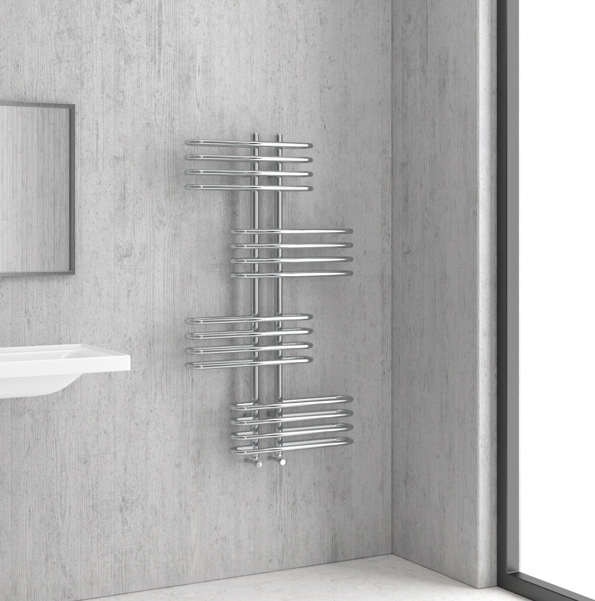 Хромирана лира Eden 50х120 см. в модерна баня, стоманена хромирана отоплителна лира 50x120 см., онлайн магазин KERANOVA