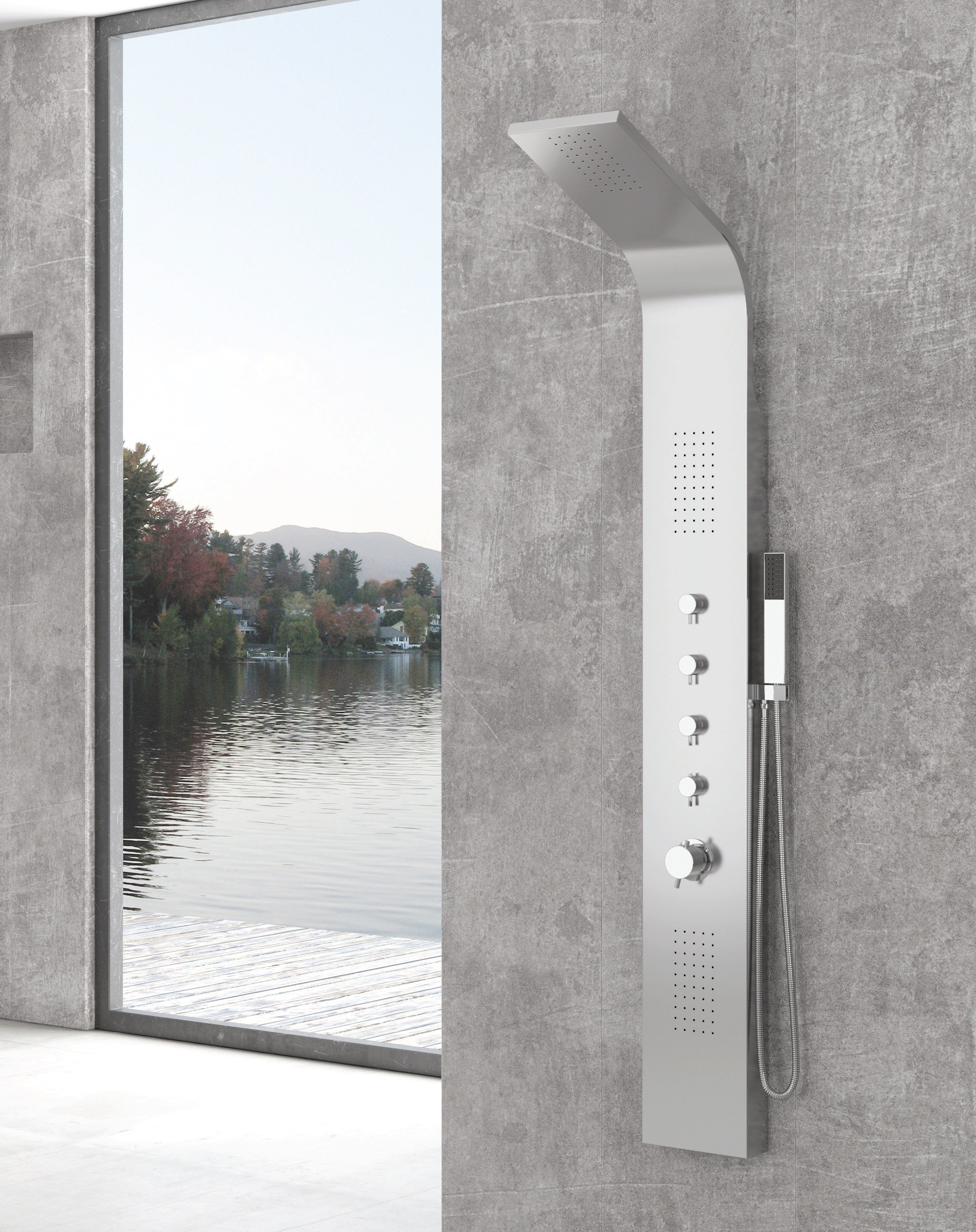 Хидромасажен душ панел 9901 от неръждаема стомана AISI 304, душ панел Elea 165x20 см, онлайн магазин KERANOVA