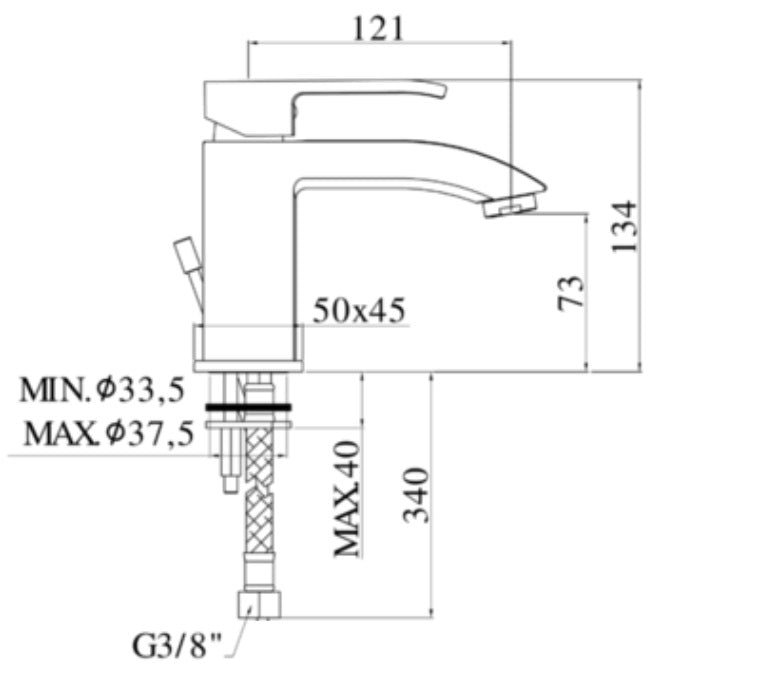 Elle Level Paffoni промо пакет - технически чертеж и размери на смесител за мивка LES071CR за онлайн магазин KERANOVA