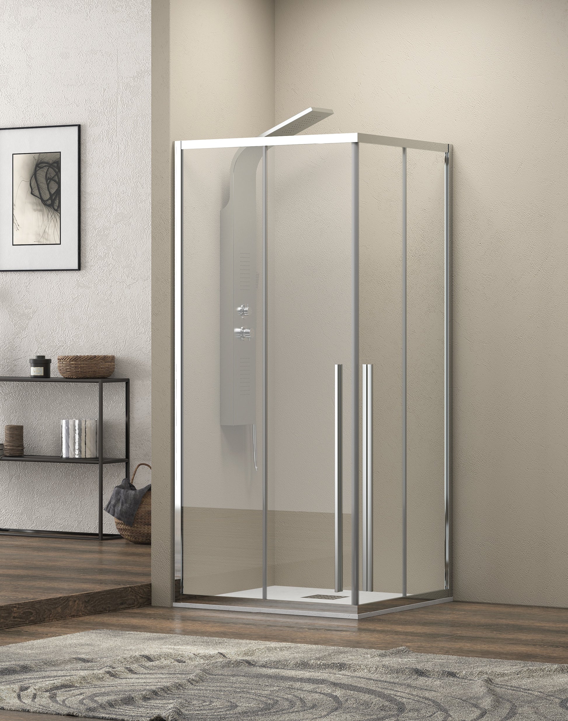 Elysium 100 - 80x80 квадратна душ кабина 80x80 с 8 мм закалено стъкло, анти- калк покритие, магнитен уплътнител — KERANOVA