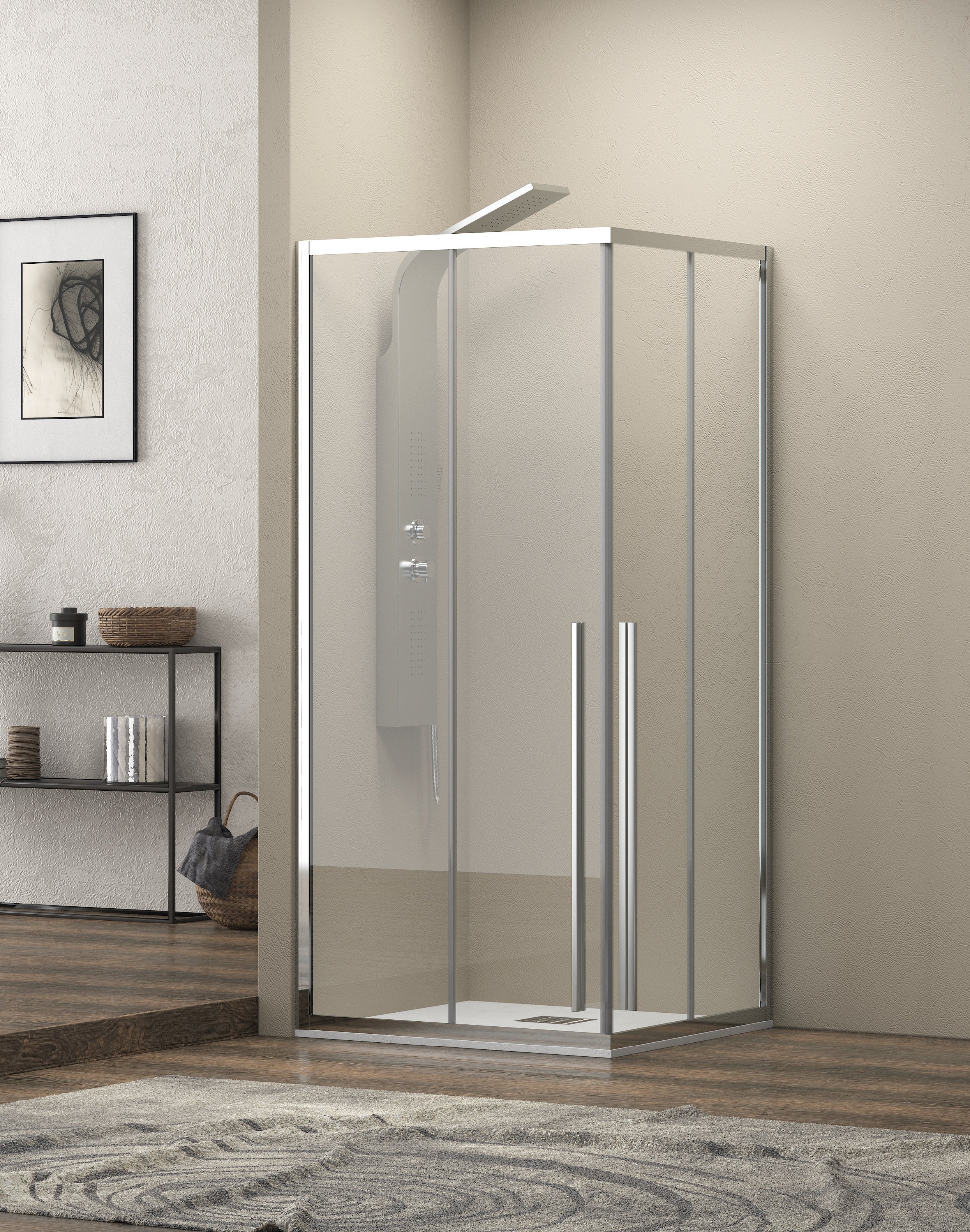 Elysium 100 - 80x80 квадратна душ кабина 80x80 с 8 мм закалено стъкло, анти- калк покритие, магнитен уплътнител — KERANOVA