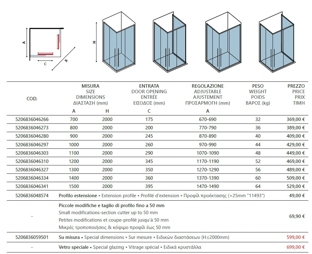 Elysium 100 - 80x80 квадратна душ кабина 80x80 8мм закалено стъкло анти калк Магнитен уплътнител KERANOVA