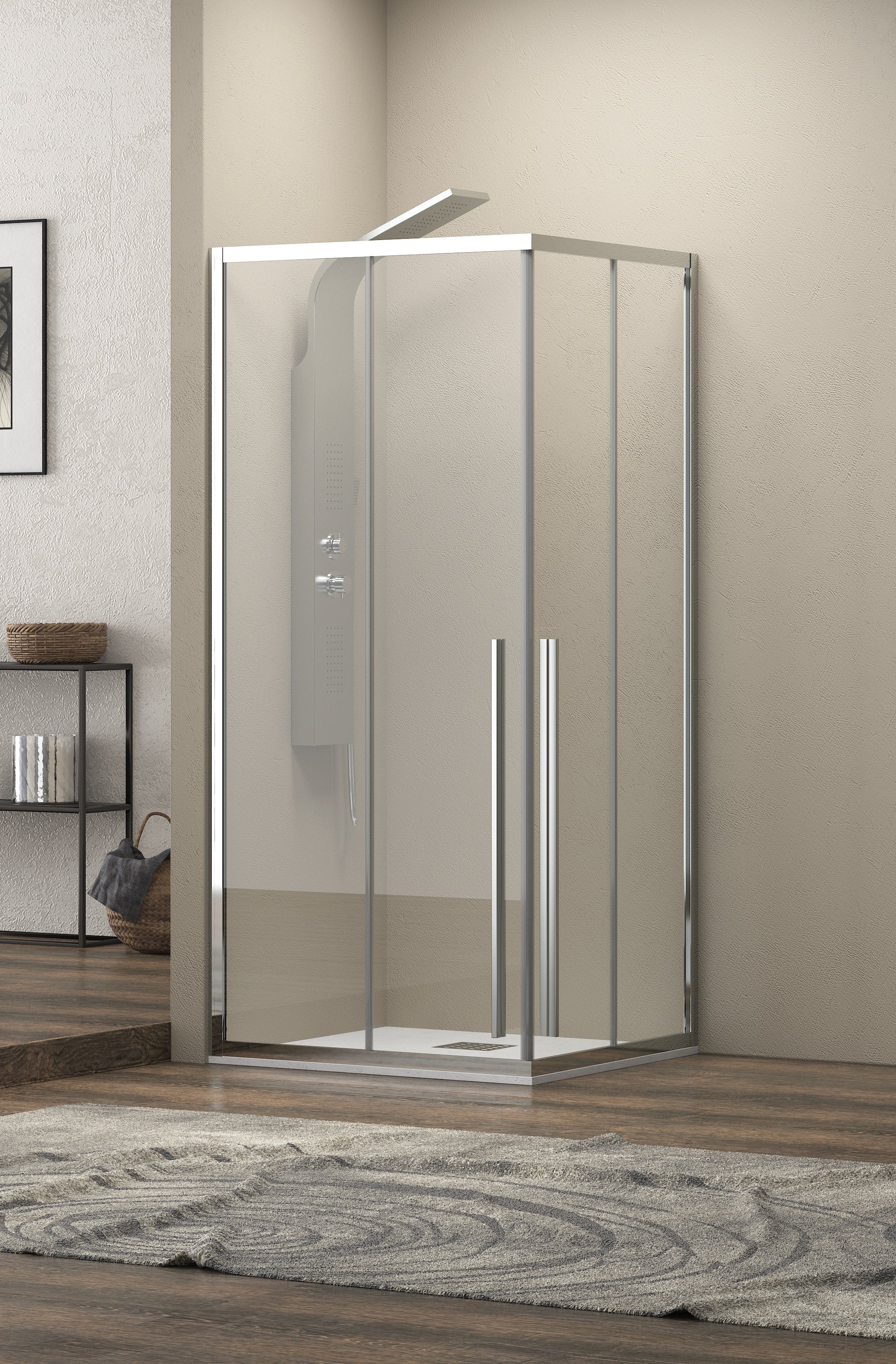 Elysium 100 - 80x110 асиметрична душ кабина 80x110 с 8 мм закалено стъкло, антикалк покритие, магнитен уплътнител, алуминиев профил - KERANOVA