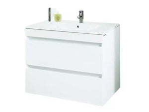 шкаф с мивка Емили 80 бял модерен шкаф за баня с мивка и две чекмеджета от онлайн магазин за обзавеждане за бани KERANOVA