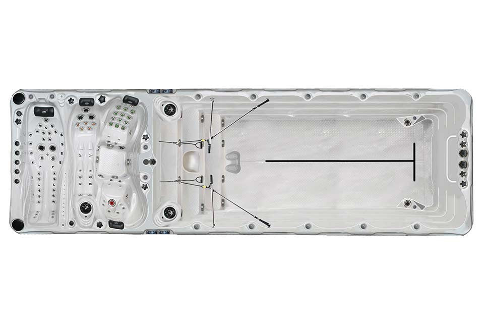 Плувно СПА Energy 740x228 см. – топ изглед на двусекционно джакузи за плуване и масаж, KERANOVA онлайн магазин