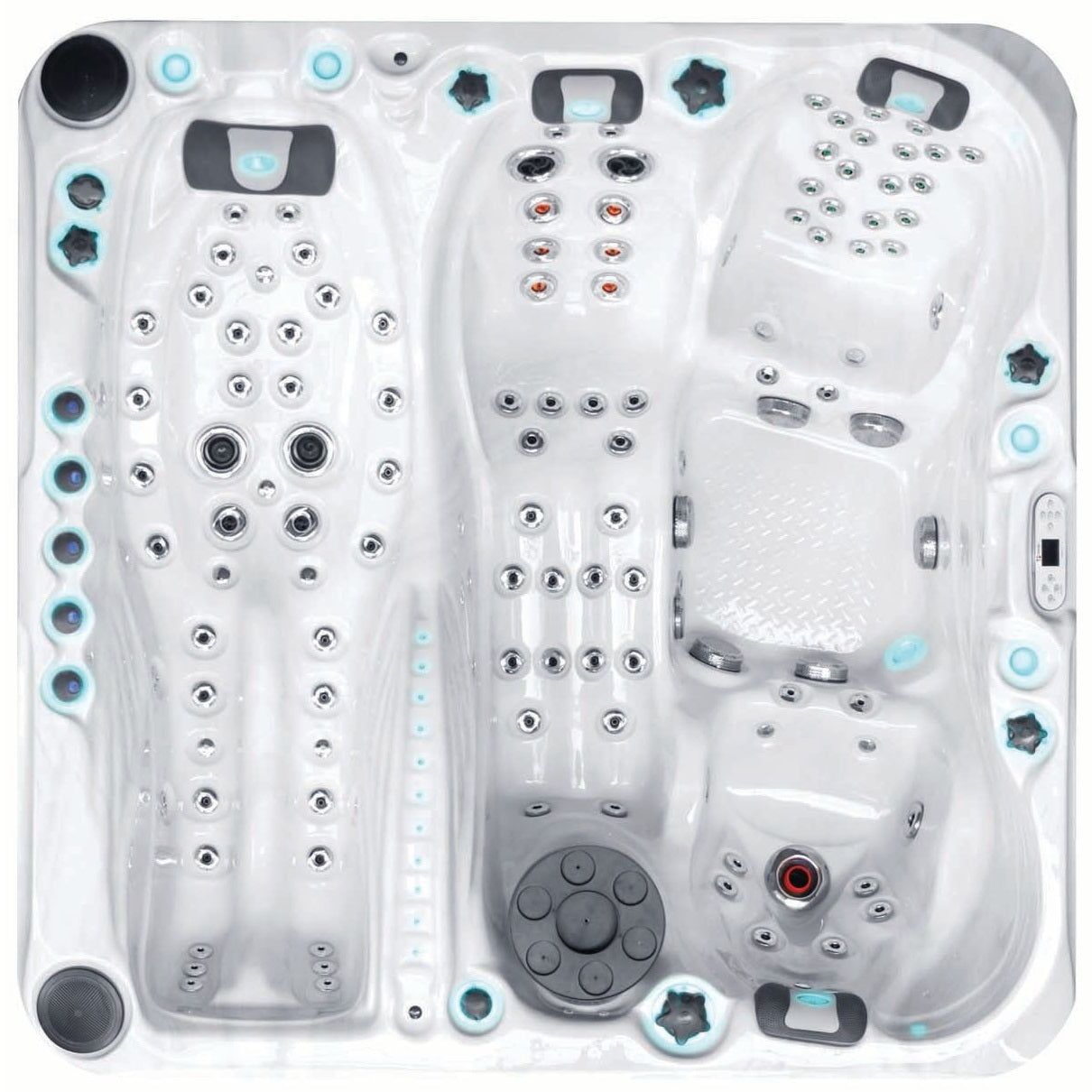 Euphoria MIghty Wave 230x230 см. бял СПА басейн за 4 човека с множество масажни джетове, лествично и левитиращо легло - KERANOVA