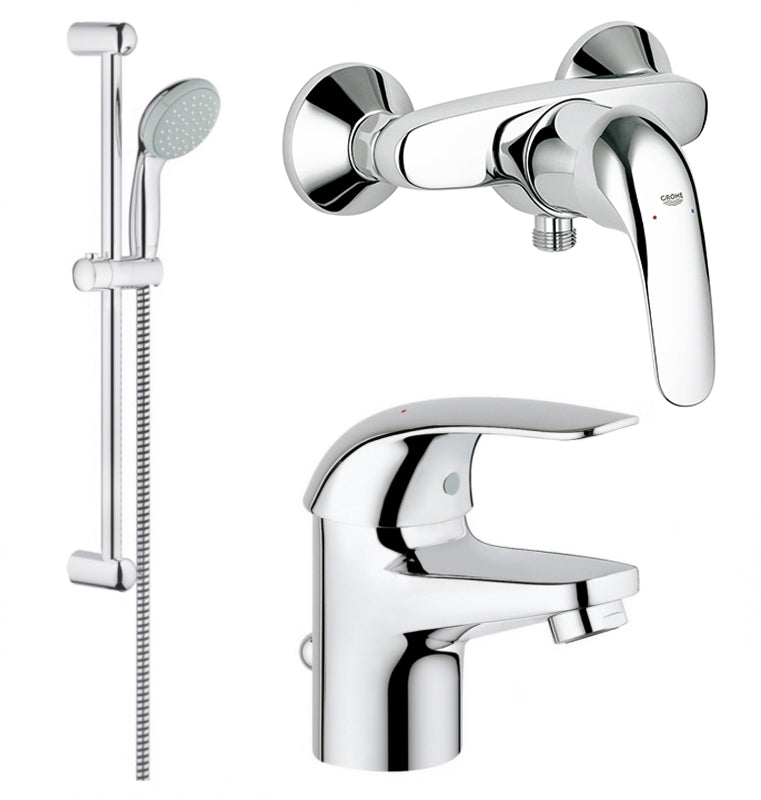 Grohe Euroeco промо пакет 3 в 1 - хромирани смесители и душ комплект за баня, онлайн магазин KERANOVA