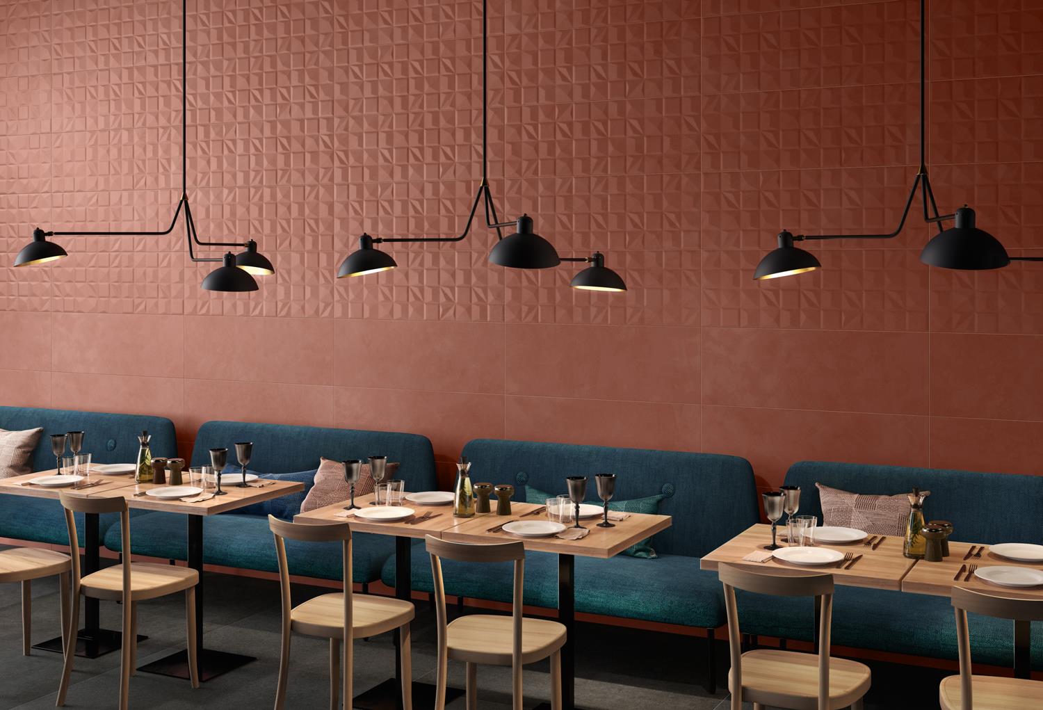 Баня Even 35х100 см. – големи форматни плочки Even в теракотено червено за модерен баня интериор, онлайн магазин за обзавеждане за бани KERANOVA