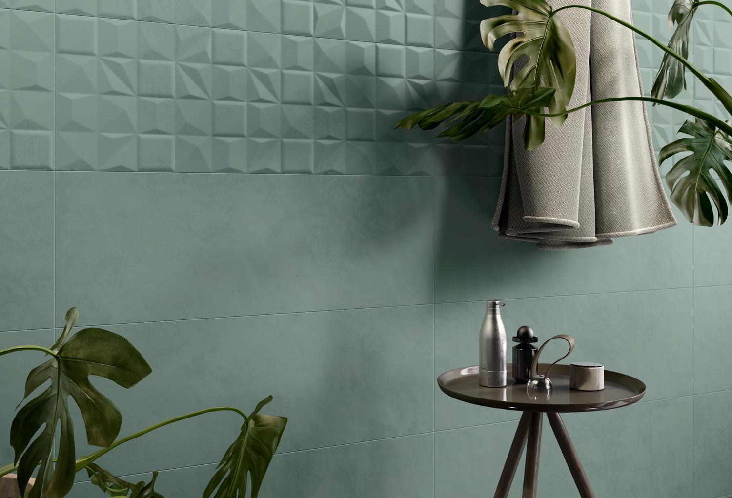 Баня Even 35х100 см. – големи формати керамични плочки Even в зелено за модерна баня от KERANOVA