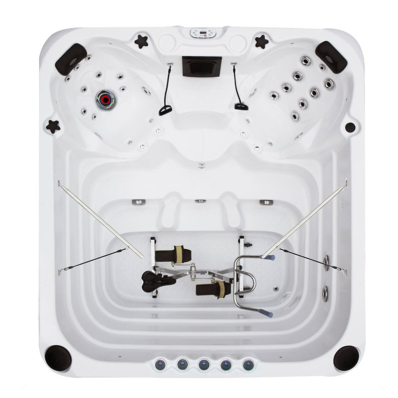 Фитнес СПА Exercise 250x226 см. джакузи с тренажори, ластици и дръжки за гребане - онлайн магазин KERANOVA