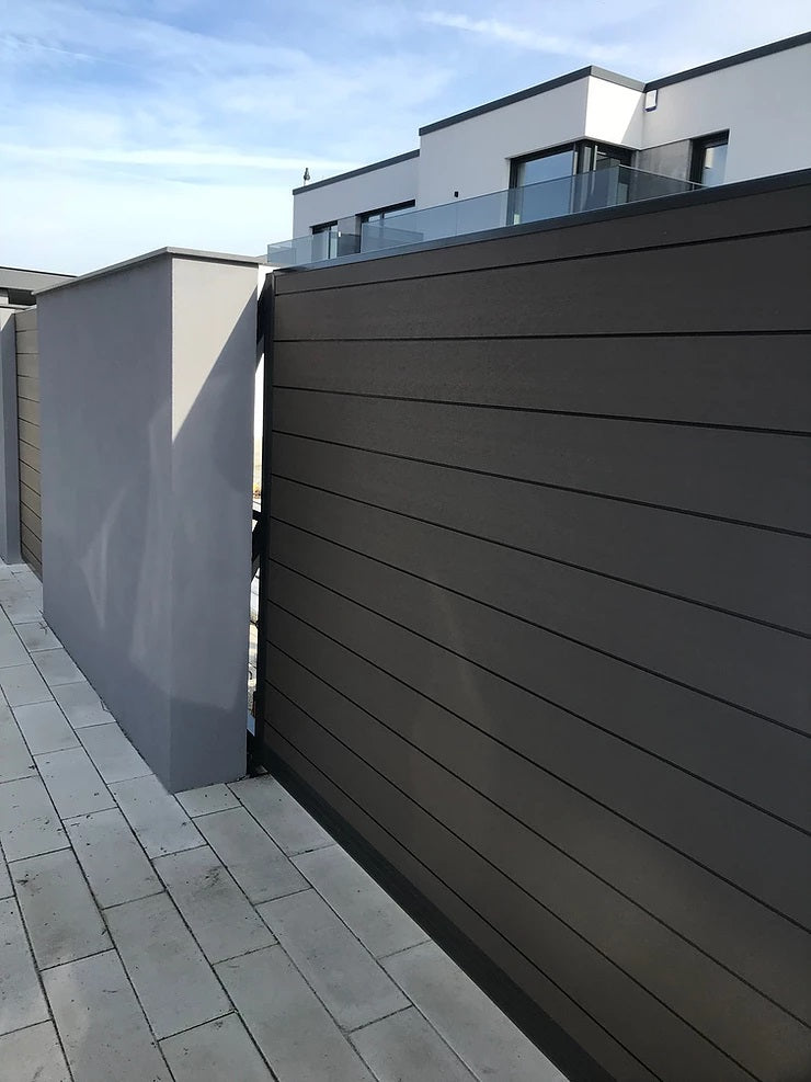 WPC елементи за огради, парапети, беседки и перголи - тъмно венге плътни профили F80x35 mm за екстериорни огради от KERANOVA