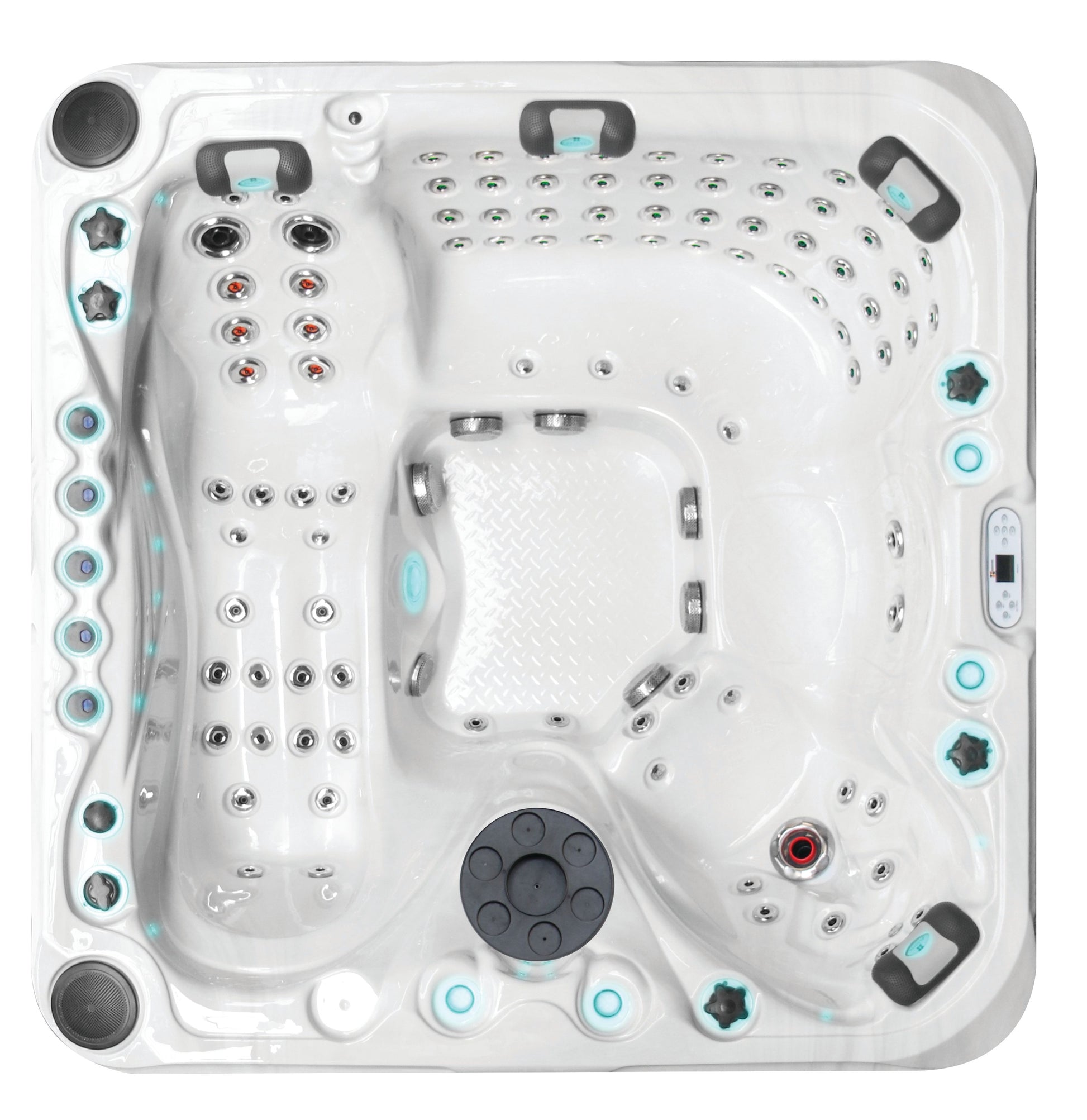 Felicity Mighty Wave 213x213 см. бяла хидромасажна вана 4 седящи + 1 лежащо място, 78 дюзи, Aqua Rolling и Soft Air – KERANOVA