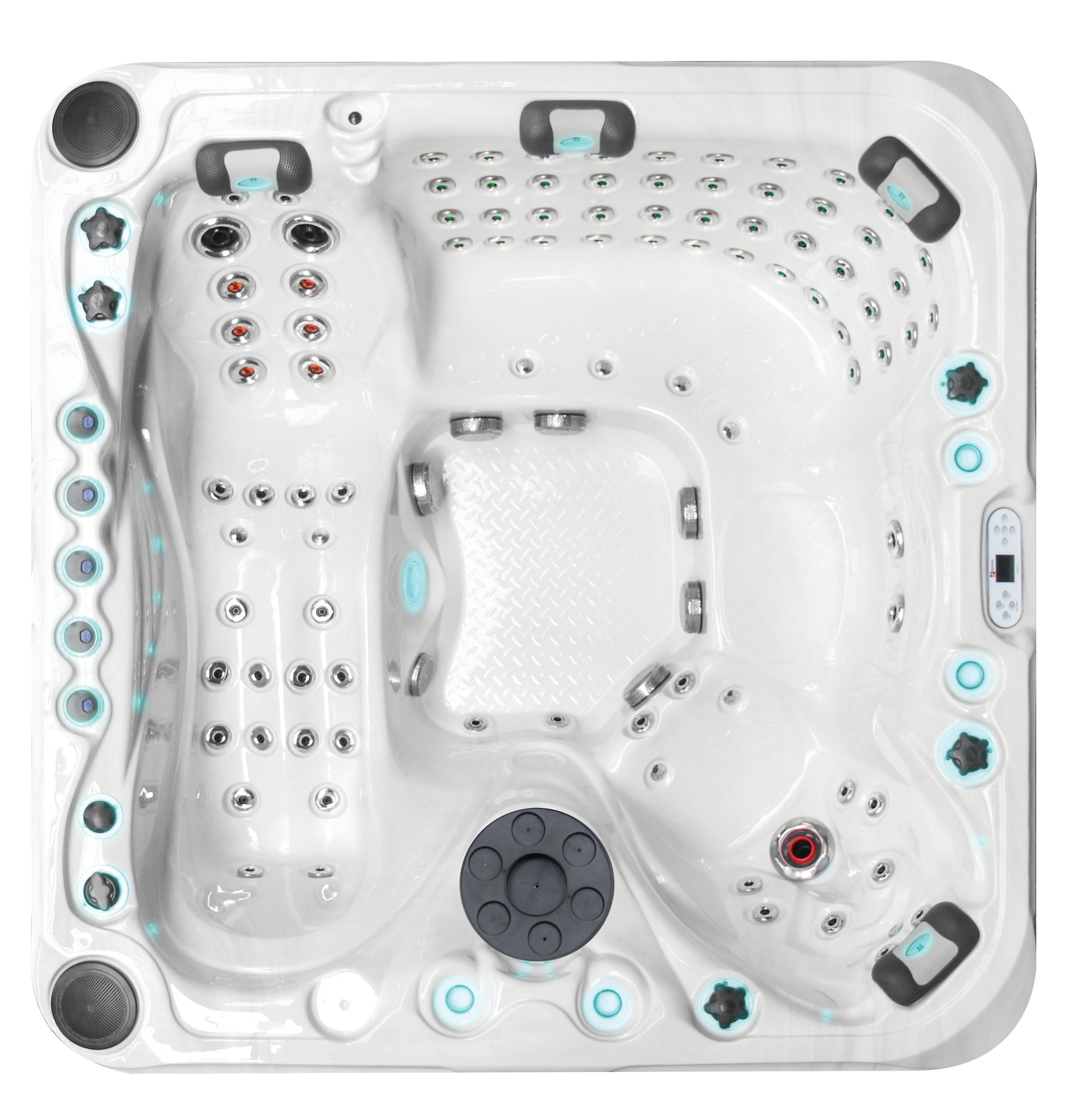Felicity Mighty Wave 213x213 см. бяла хидромасажна вана 4 седящи + 1 лежащо място, 78 дюзи, Aqua Rolling и Soft Air – KERANOVA