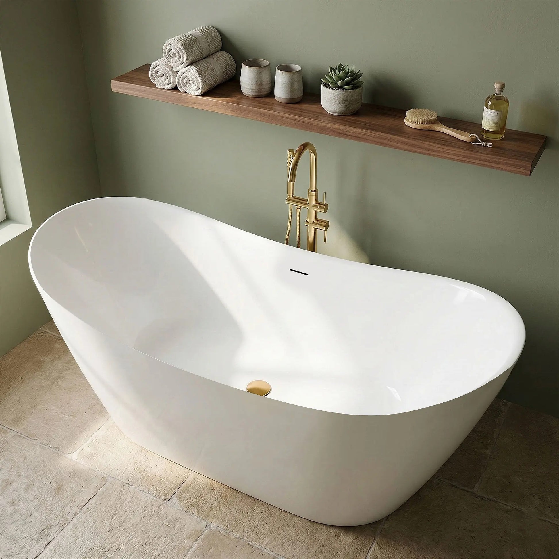 Свободностояща вана Ferrano Slim 152x73, 160x80, 170x80 и 180x80 см. модерна бяла вана за баня