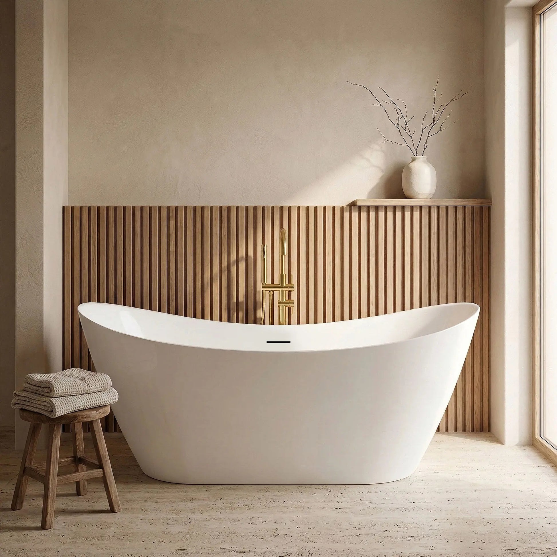 Свободностояща вана Ferrano Slim 152x73, 160x80, 170x80 и 180x80 см. модерна бяла вана за баня