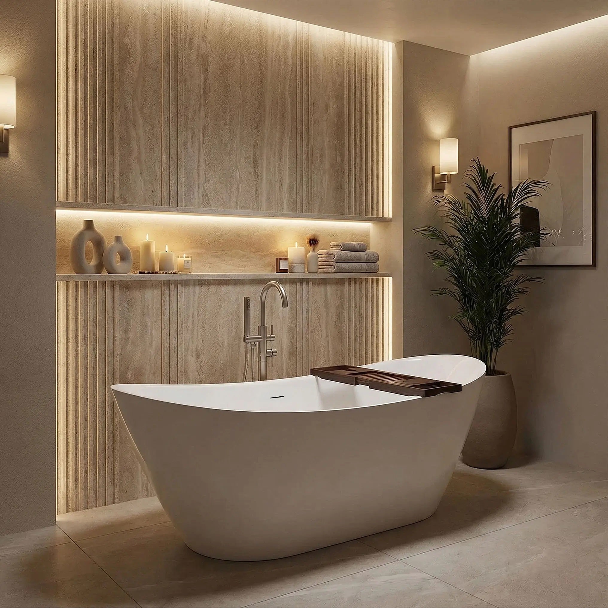 Свободностояща вана Ferrano Slim 152x73, 160x80, 170x80 и 180x80 см. модерна вана за баня, идеална за малка баня