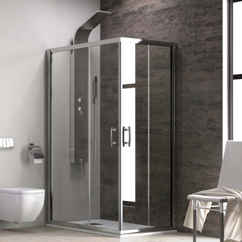 Flora 100 - 80x90 асиметрична душ кабина 80x90 см, 6 мм закалено стъкло, анти калк, магнитен уплътнител - KERANOVA онлайн магазин