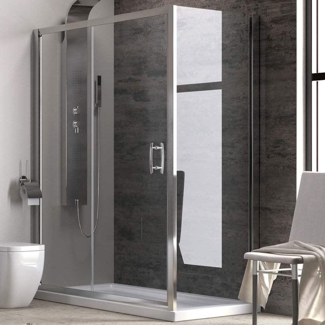 Flora 500 - 90х130 асиметрична душ кабина 90x130 см, 6 мм закалено стъкло, анти калк, магнитен уплътнител, онлайн магазин KERANOVA