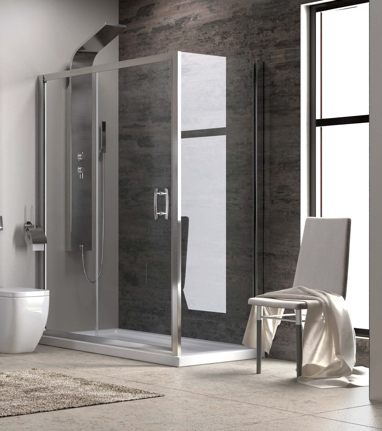 Flora 500 - 80х140 асиметрична душ кабина 80x140 с 6 мм закалено стъкло, анти калк, магнитен уплътнител, алуминиев профил - KERANOVA