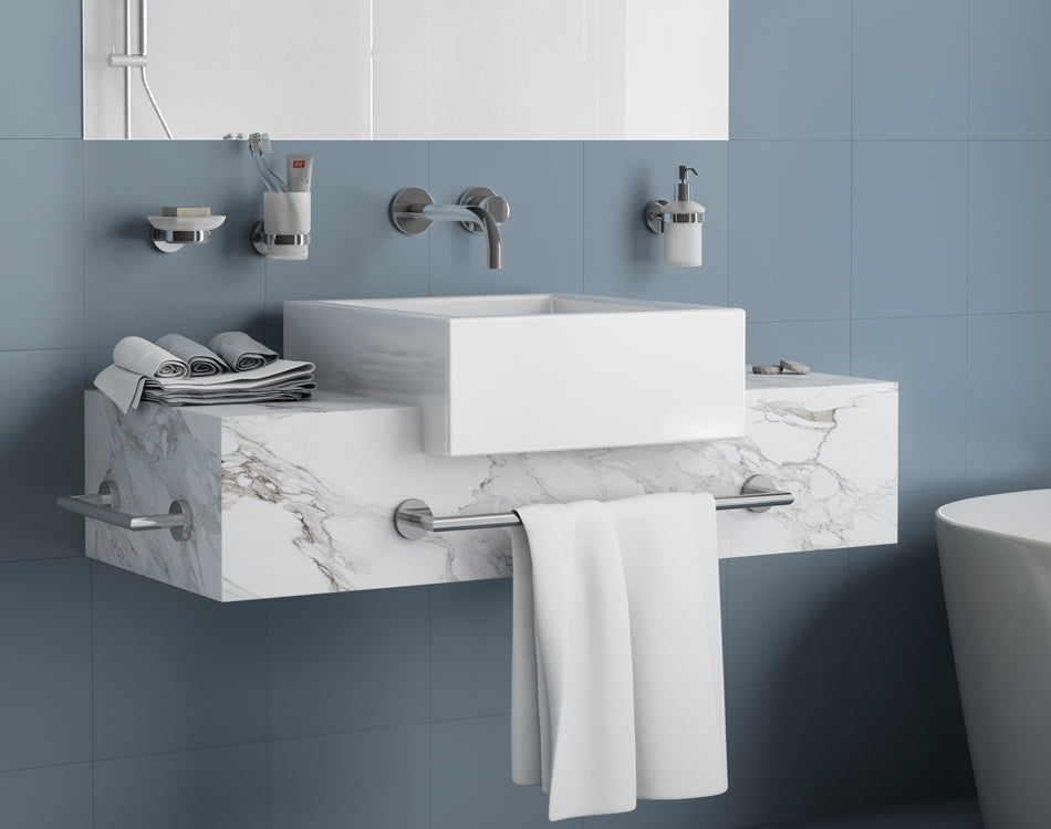 Колекция G-Project неръждаем стоманен аксесоар за баня на KERANOVA - модерна мивка и аксесоари, произход Италия, гаранция 15 години