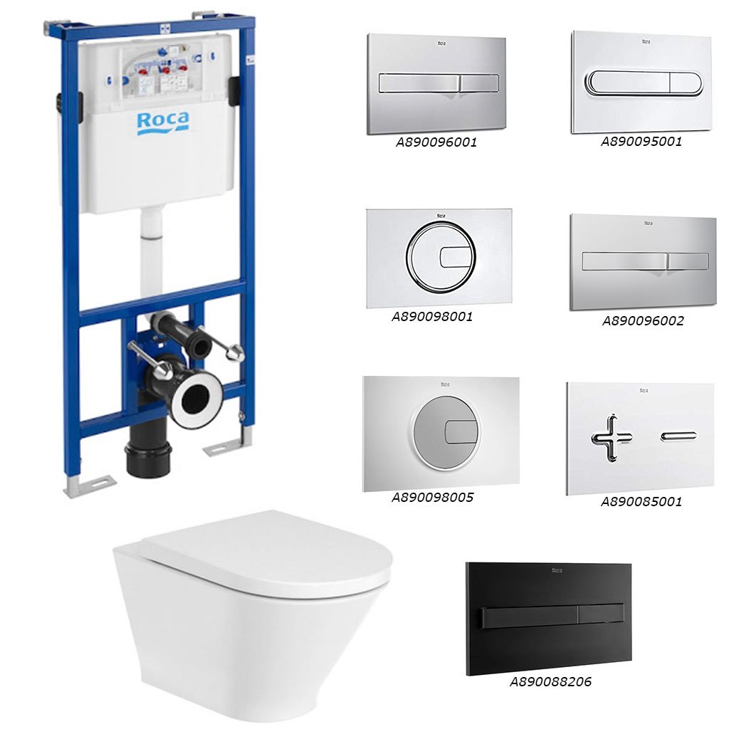 Комплект Duplo + GAP Round Rimless - Roca промо комплект вграждане Duplo структура, казанче ABS и безободково GAP бутон, KERANOVA