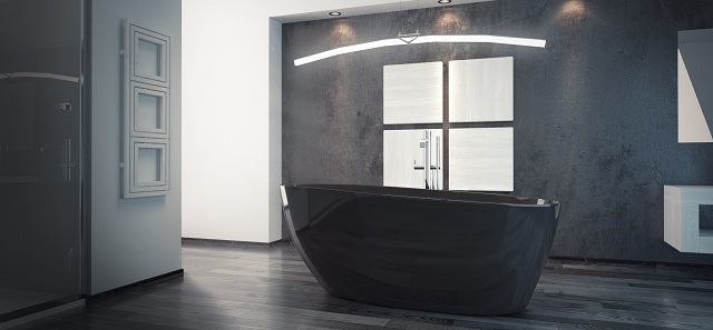 Свободно стояща вана Goya Black 142x62 и 160x70 см. черна DuraBe полимерна вана в модерен банен интериор - KERANOVA онлайн магазин