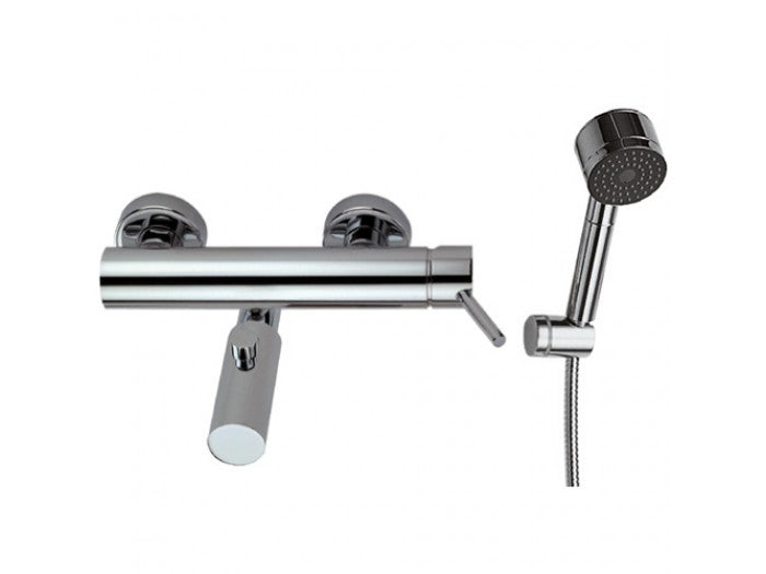 Смесител за вана/душ Dalis стенен хром с чучур, слушалка, шлаух и държач - онлайн магазин за обзавеждане KERANOVA