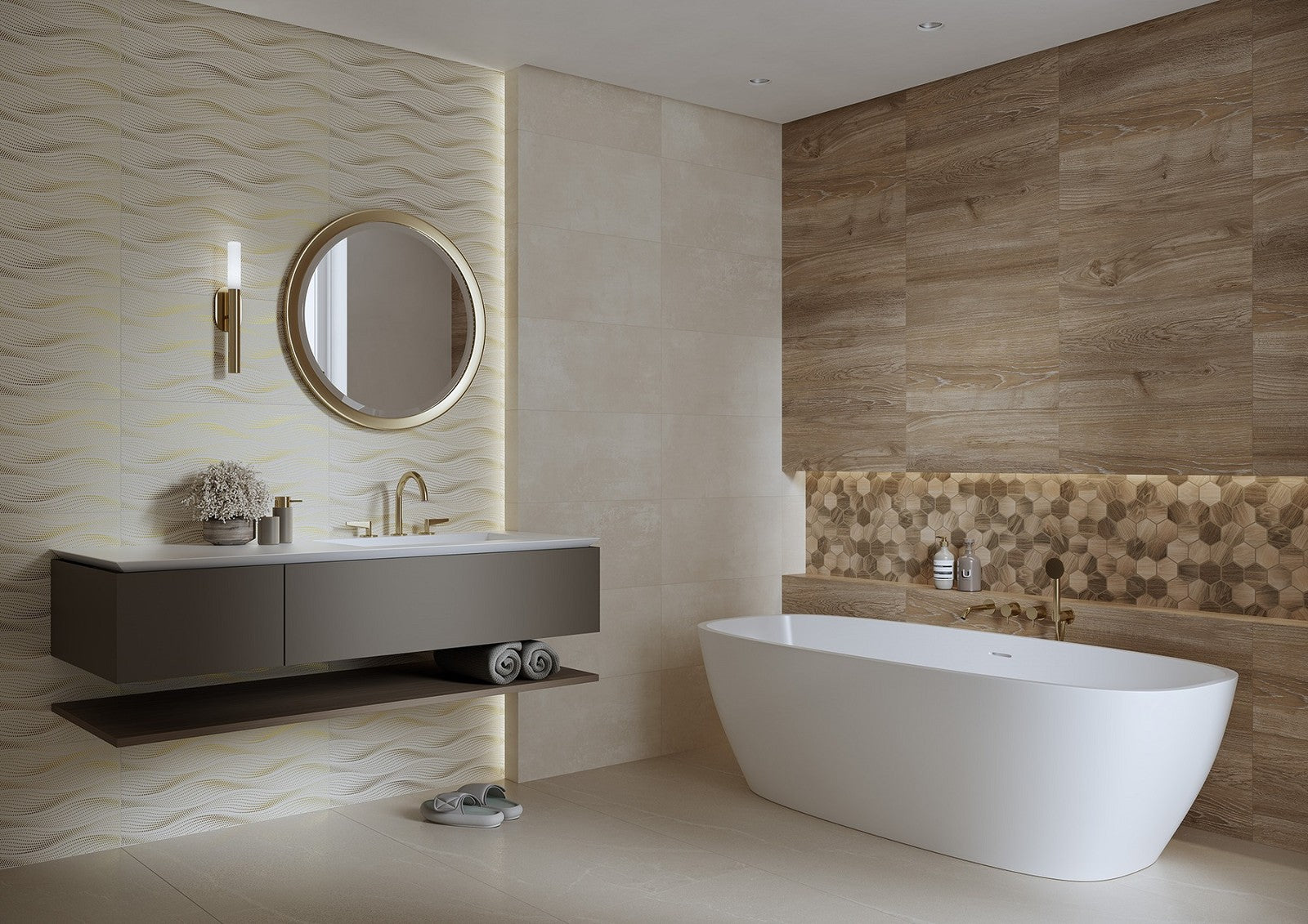 Goldots 30x60 Paradyz матови плочки за баня в интериор, онлайн магазин за обзавеждане за бани KERANOVA