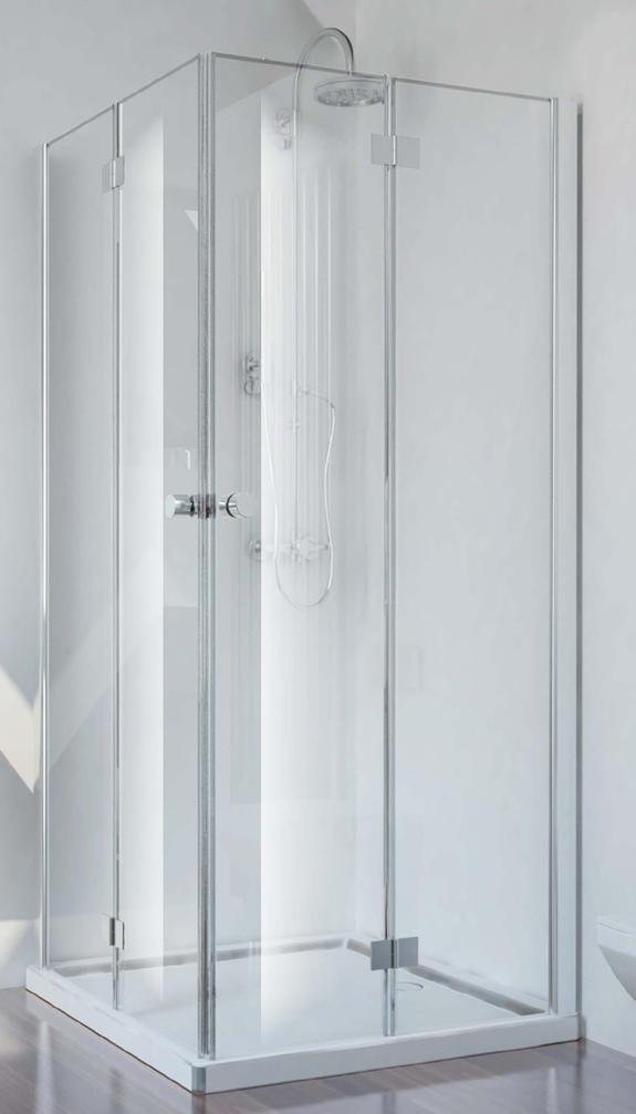 Кабина с две СГЪВАЕМИ врати 80х90 см. - Smartflex модулна душ кабина 6мм закалено стъкло, хром профили, магнитни уплътнения, височина 195 см