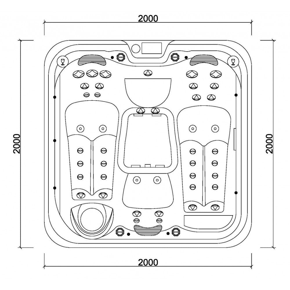 Design HC 2 200x200 см. градинско джакузи план с размери 200x200 мм - KERANOVA премиум дизайн