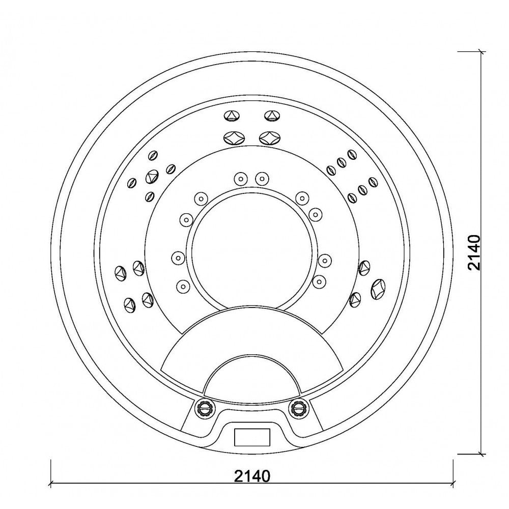 Design HC 8 Ф214 см. - кръгла градинска джакузи схема, изглед отгоре, онлайн магазин за обзавеждане за бани KERANOVA