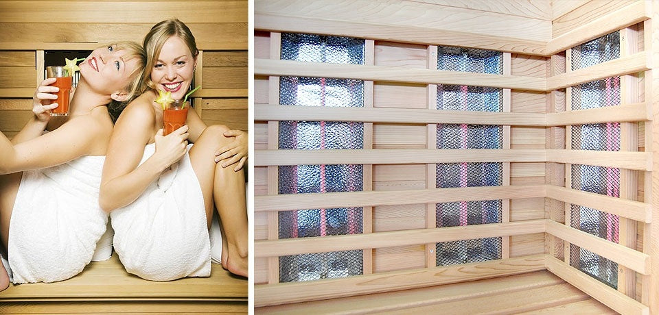 Сауна Sundance 159,4х99,3х194 см. - инфрачервена сауна HEMLOCK за трима, дървена интериорна облицовка, стъклена врата, LED хромотерапия - KERANOVA