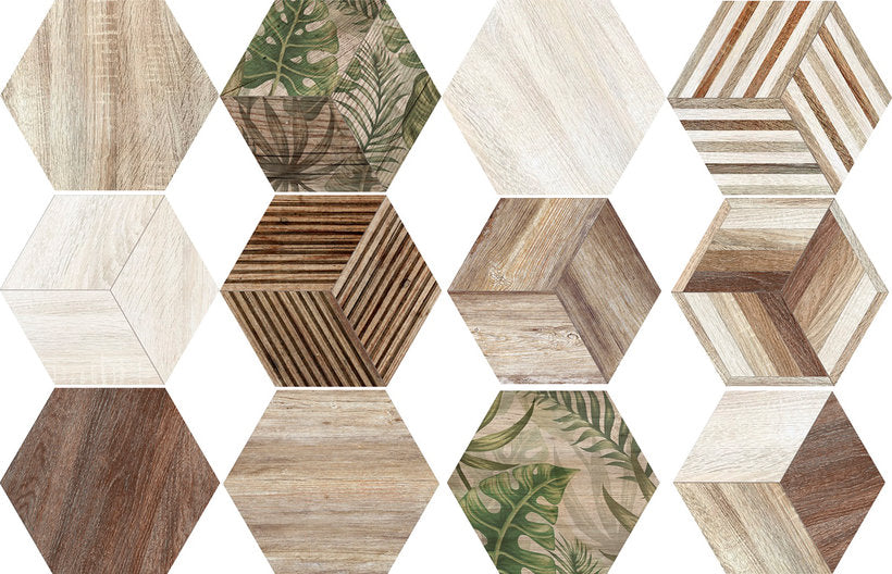КОЛЕКЦИЯ HEXA AFRICA - ITT CERAMIC шестоъгълен гранитогрес 23x27 см, 12 декора, онлайн магазин за обзавеждане за бани KERANOVA