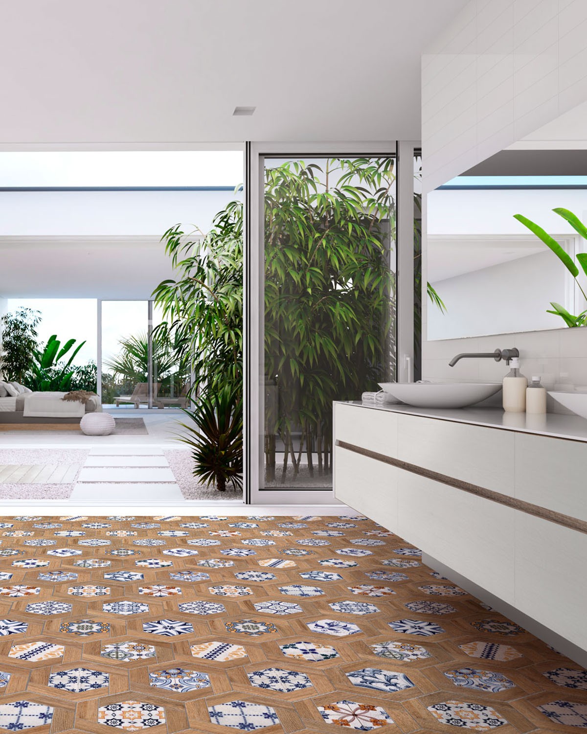 Колекция Hexa Gador - ITT CERAMIC шестоъгълен гранитогрес 23x27 см в баня, онлайн магазин KERANOVA