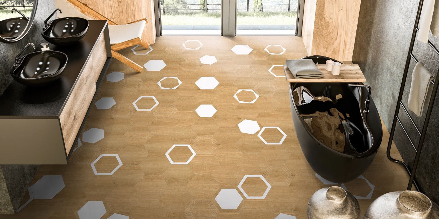 Колекция Hexa Verona - Keros шестоъгълен гранитогрес за под/стена, 23х27 см, 5 декора, онлайн магазин KERANOVA