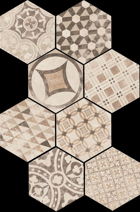 Hexatile Cement Garden Sand 17.5x20 декоративни шестоъгълни циментoви плочки в пясъчен тон за градина - онлайн магазин за обзавеждане за бани KERANOVA