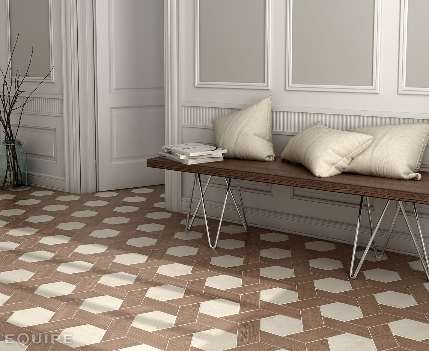Серия Hexawood - Equipe Ceramicas испански гранитогрес имитиращ дърво вентилиран модел за баня от KERANOVA онлайн магазин